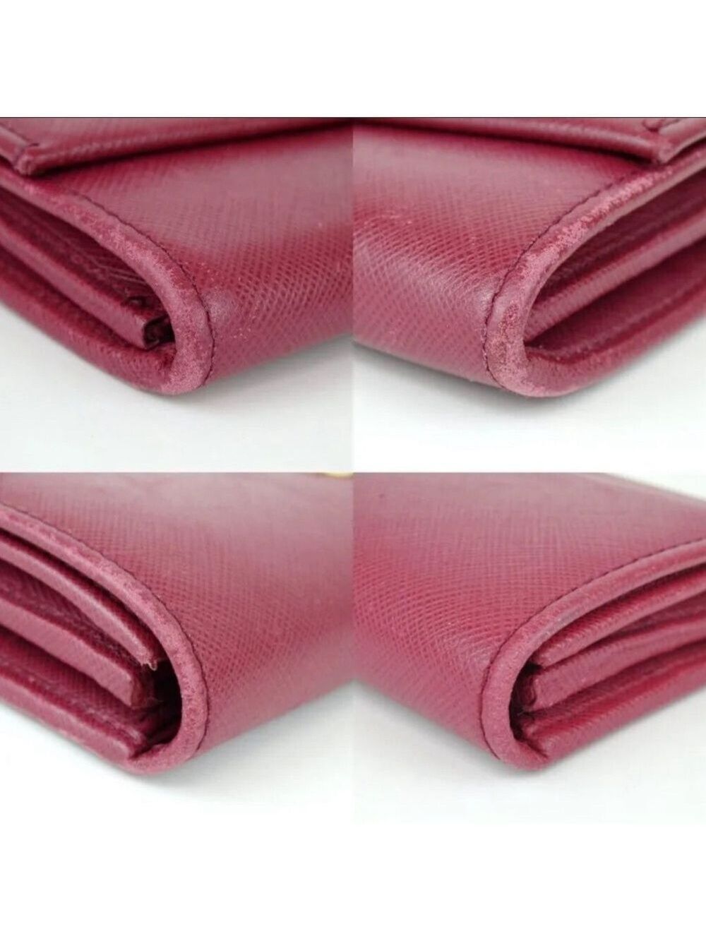 Authentic Salvatore Ferragamo Giancini Dark Pink/Red Leather Wallet Clutch - Picture 5 of 10